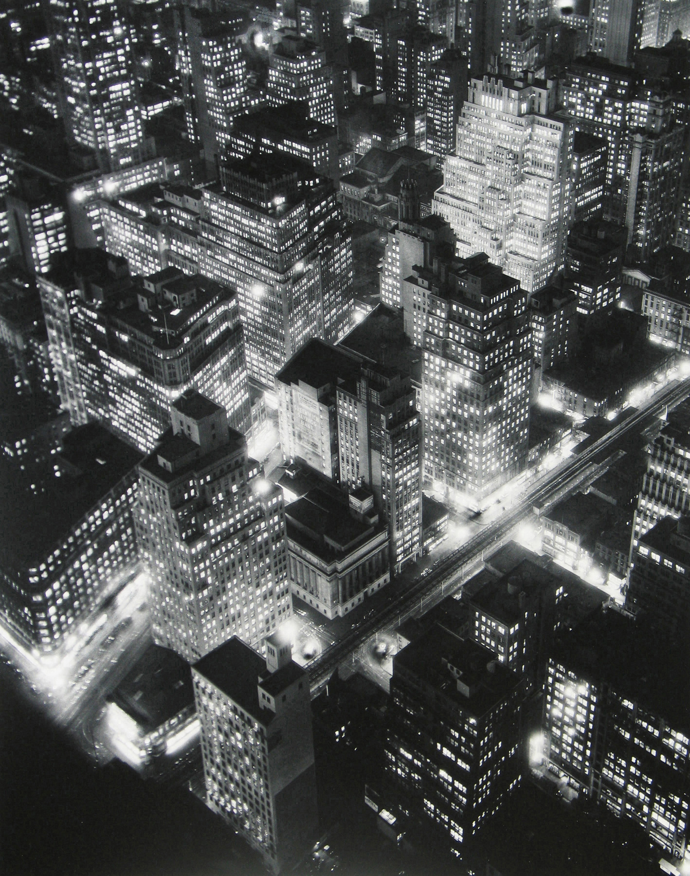 Berenice Abbott  Night View, New York, 1932  Gelatin silver print; printed later   35 7/8 x 28 3/8 inches
